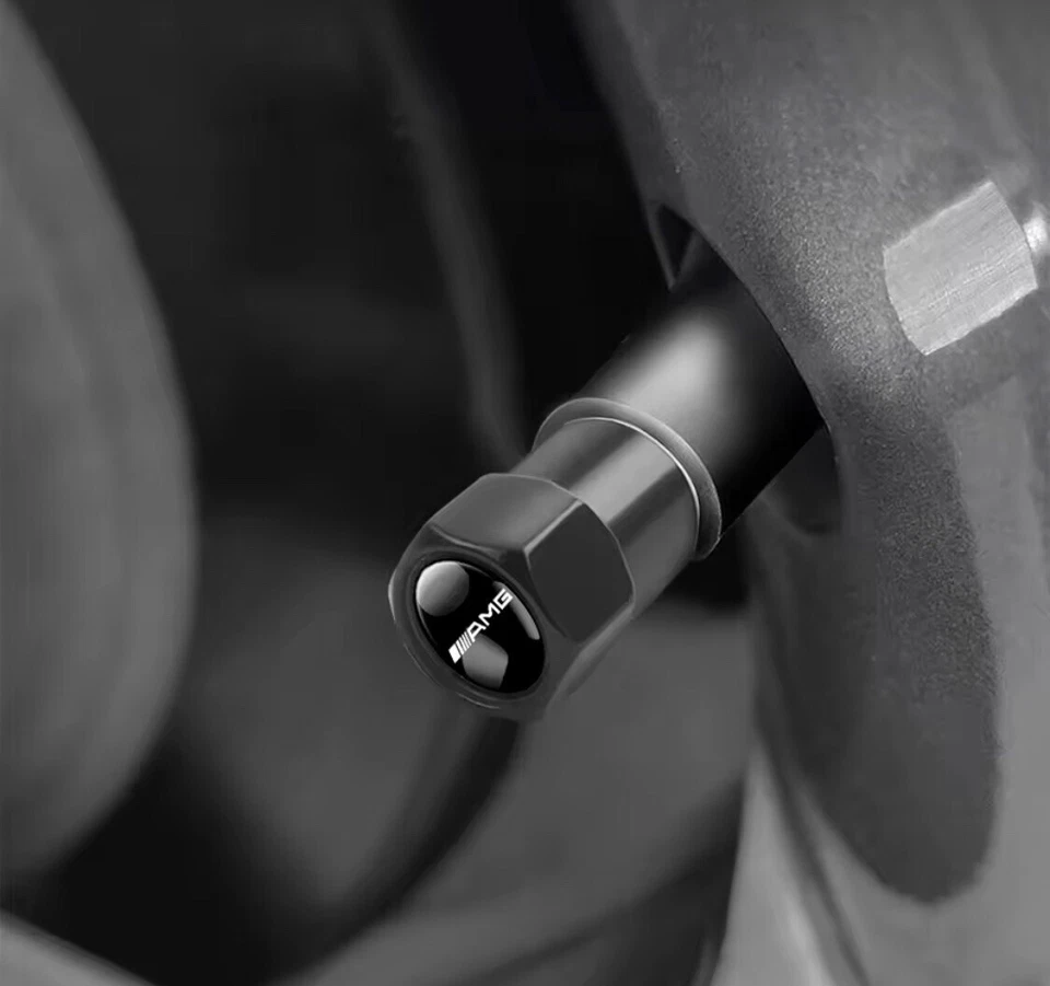 4 SET AMG Dust Valve Caps - Black - Fits Mercedes Benz - Image 2 of 2