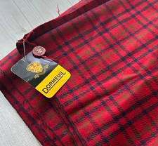 Tissu prédécoupé vintage Dormeuil laine rouge tartan carreaux 1,0 m/ 1,1 yard UK