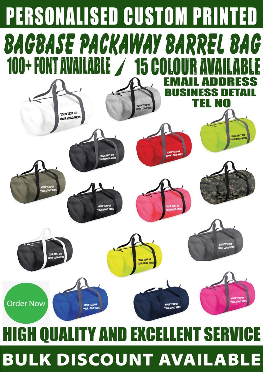 Disfraz Personalizado BagBase Plegable Barril Bolso SPORTS Gimnasio Viaje BG150