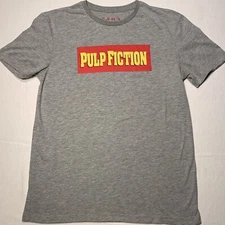 Zara Pulp Fiction Movie Logo Graphic Print Shirt Mens Medium Gray Miramax Film