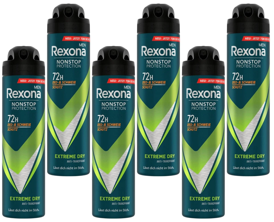 6x Rexona Men Nonstop Protection Deospray Extreme Dry Anti Transpirant mit 72H