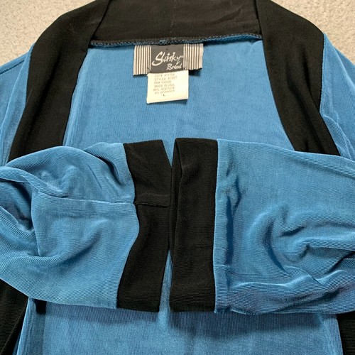 SLINKY BRAND Blouse Womens Large Cardigan Top Blue Black - Picture 7 of 7