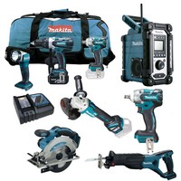 11Tlg. Makita 18V Akku Werkzeug Set Schlagschrauber DTW285 Rtj Neu