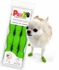 PAWZ Boots - 12 Rubber Disposable Reusable Boots - Green - TINY - 12  PACK of 5