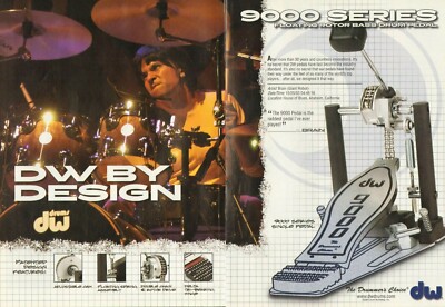2004 2pg Print Ad of DW Drum Workshop 9000 Pedal w Brain of Giant Robot