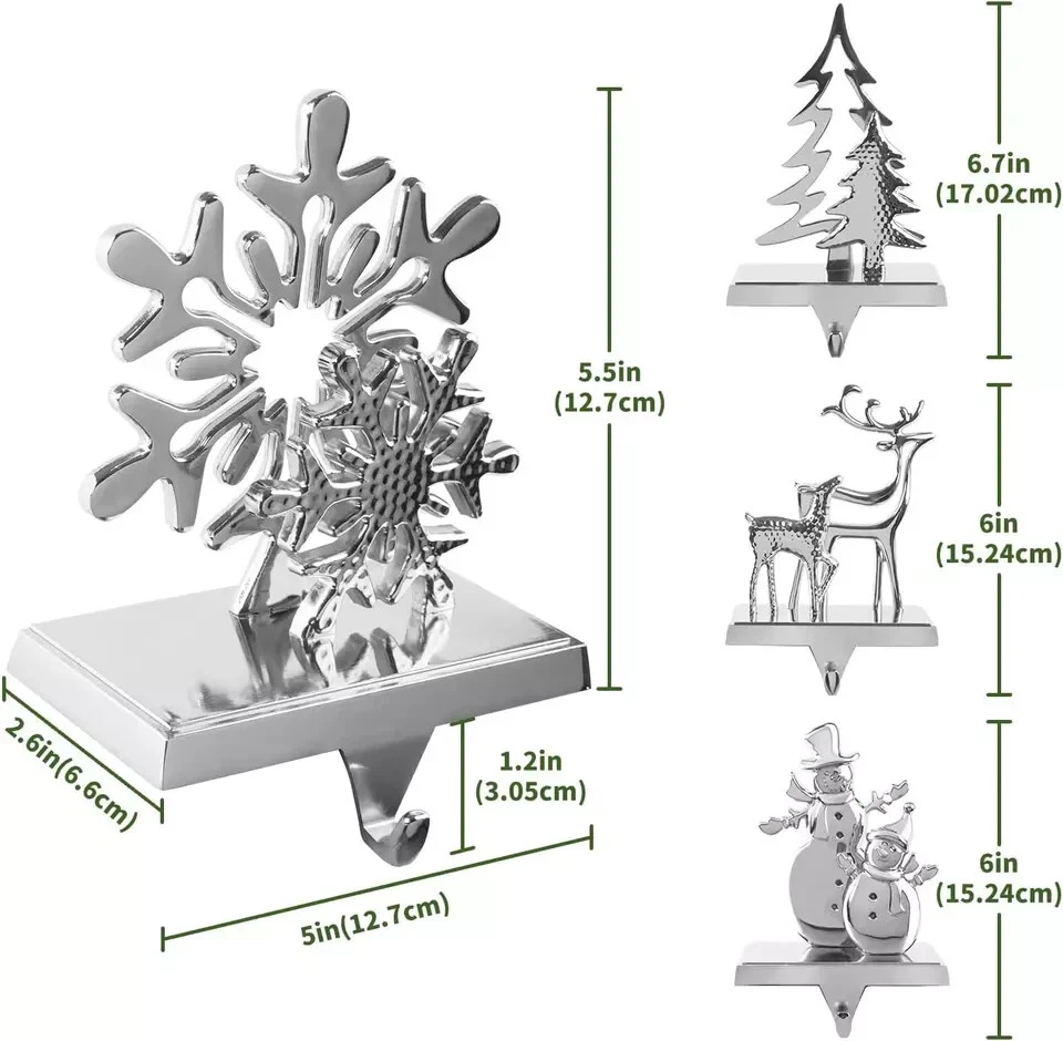 Juego de 4 soportes para medias de Navidad para abrigo, perchas para medias reno muñeco de nieve Foto 4 de 4