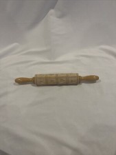 Vtg Embossed Wood Rolling Pin Dough Roller  15&rdquo; Engraved