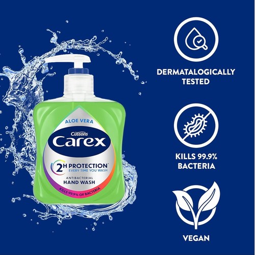 Carex Complete Original Hand Wash Aloe Vera Pump Soap Liquid Gel Pack 6x250ml - Picture 3 of 7
