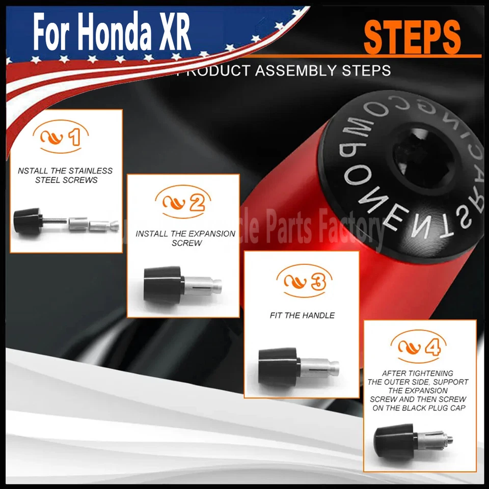 NEW CNC Handlebar Bar Ends Hand Grips End Caps For Honda XR100 XR250 XR350 XR500 Foto 3 de 4