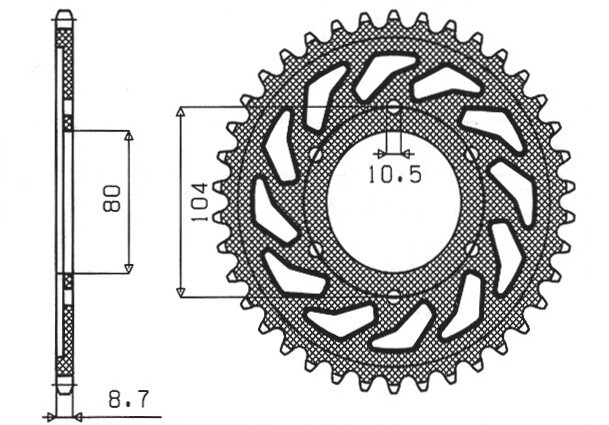 Pignon arrière JTR488.40 en acier pour moto Kawasaki KZ 650 SR et Z 500B3