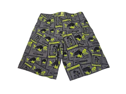 Hinano Tahiti Hula Girl Board Shorts Gray Green Men's 34 Surf Swim Trunks - Picture 4 of 15