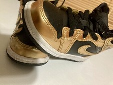 Nike Air Jordan 1 Mid Metallic Gold And Black Toddler Sz 6C