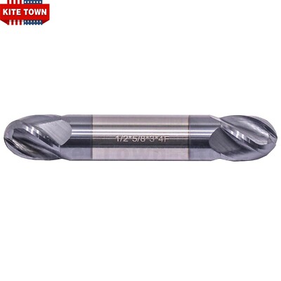 4 Flute 1/2'' Solid Carbide Ball Nose End Mill - Double End - AlTiN Coated