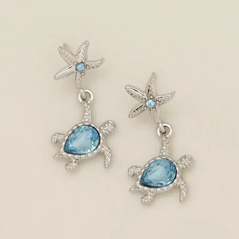 Fashion Cute Starfish Blue Turtle Stud Earrings For Women Girls Birthday Gift - Image 3 of 4