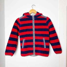 Hanna Andersson Kids Red Blue Striped Sherpa Jacket sz kids 10