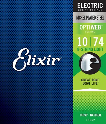 Elixir 19062 Optiweb Light 10-74 8-saitige Saiten für E-Gitarre 1-3 Packungen