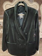 "express" Double Breasted Velvet Blazer Jacket Emerald Green Size Xl