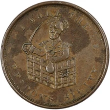 (1834-37) Political Hard Times Token, HT-72, R-2, I Take the Responsibility, XF