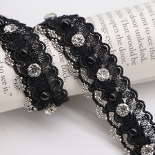 90cm 2cm Lace Trim Crystal Rhinestone Faux Pearl Beaded Sewing Edging Ribbon DIY