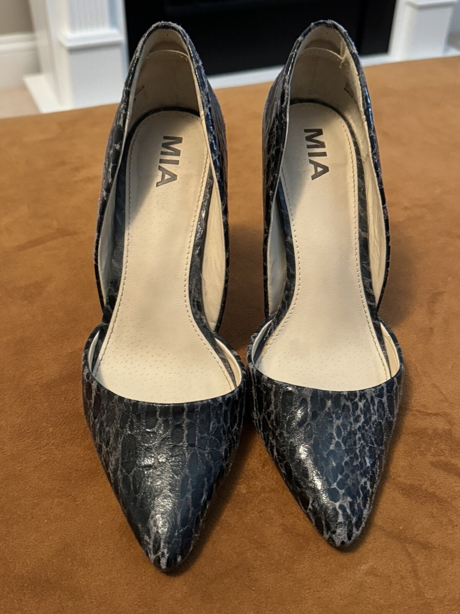 MIA Black And Gray Heels Snakeskin Pumps Stilettos Shoes Size