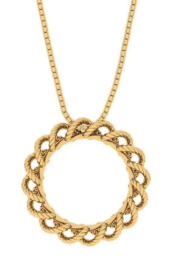 Дизайнерский круг подвеска ожерелье для женщин 10K/14K/18K твердого желтого золота 0,95 дюйма - Изображение 4 из 4