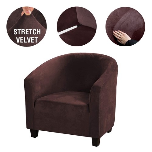 Soft Velvet Club Chair Slipcover 1PcsTub Chair Cover Armchair Cover Couch Covers - Picture 31 of 41