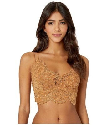 Free People Women's 243510 Celine Bralette Bra Underwear Carmel Size XS