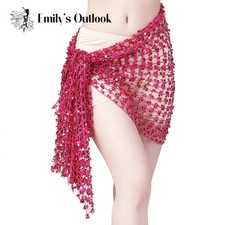 Belly Dance Hip Scarf Sequin Woven Wrap Skirt Chain Belt Rave Oriental Dancer