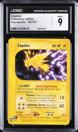 2003 POKEMON AQUAPOLIS #44 ZAPDOS CGC 9