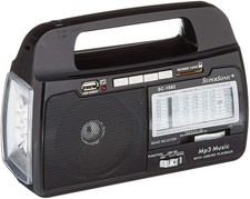 SUPERSONIC SC1082 9 BAND AM/FM/SW RADIO USB BLACK ACC NEW