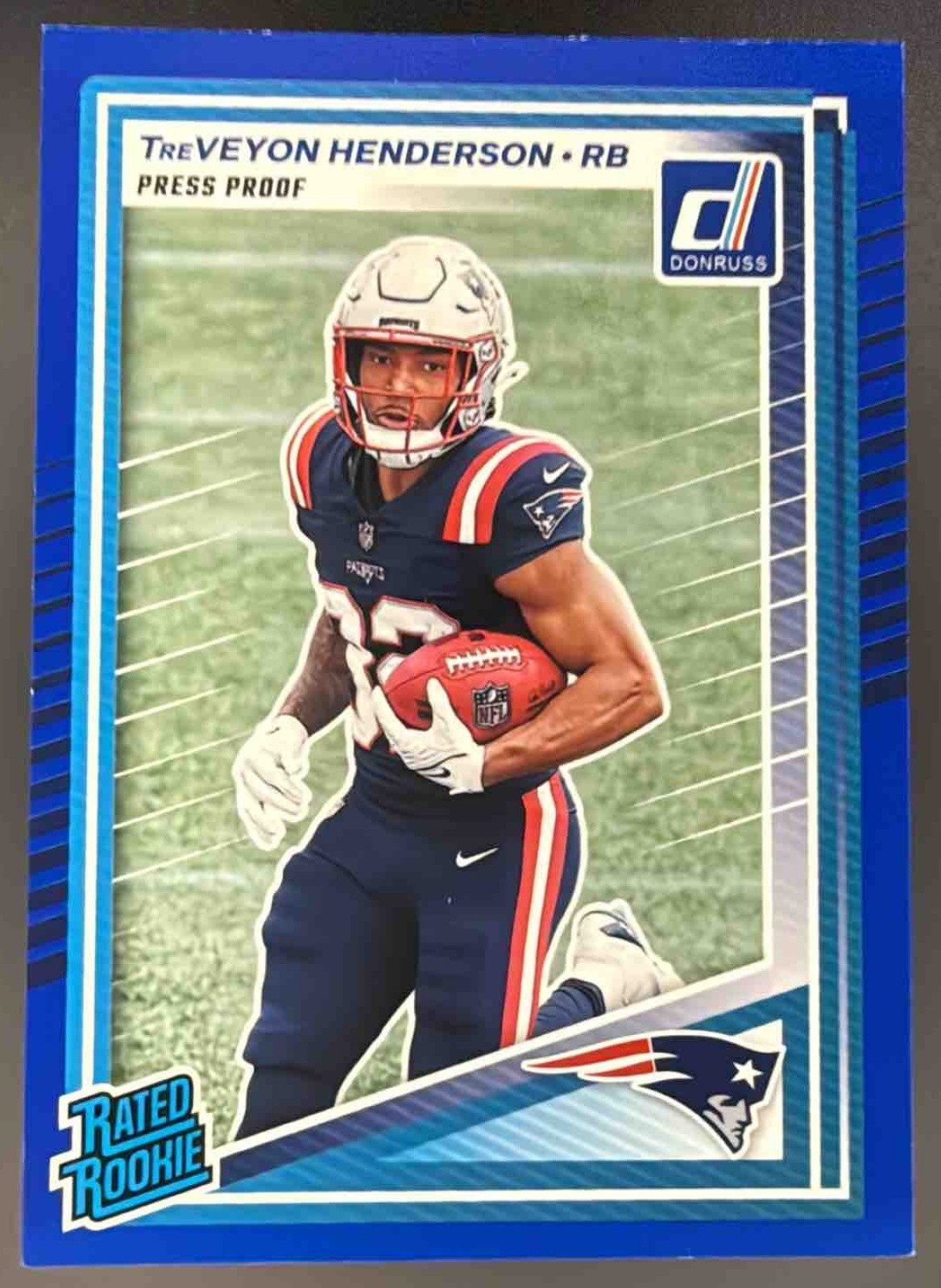 2025 Panini Donruss TreVeyon Henderson #332 Rated Rookie Press Proof Blue RC
