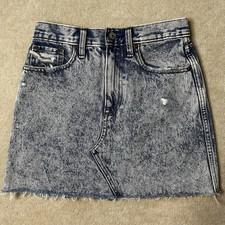 Abercrombie Fitch Denim Mini Skirt Women s 25 Raw Hem Blue Jean Skirt