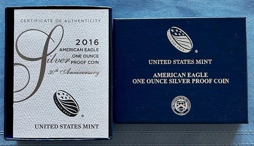2016-W American Silver Eagle PROOF 1 Oz Silver - Coin & Box & COA
