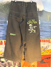 JNCO Trog Men’s Black Wide-Leg Denim Jeans Embroidered Logo 5-Pocket