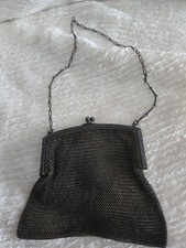 Vintage GERMAN Gun Metal SILVER CHAIN MAIL MESH PURSE