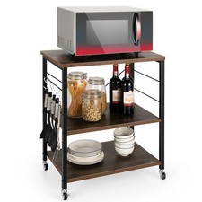 Kitchen Baker's Rack 3 Tier Serving Cart Microwave Stand with Lockable Wheels