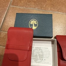 Levenger Vertical Card Organizer Red Leather 2 Items