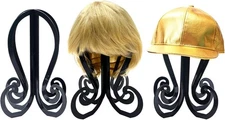 3PCS Plastic Wig Stand Set – Black Wig Holder Display Head for Travel & Salon