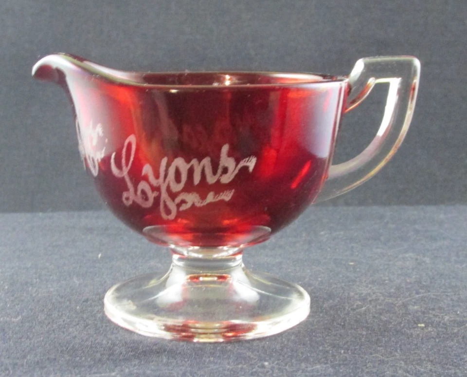 SOUVENIR REVERE BEACH 1910 RUBY STAINED GLASS INDIV CREAMER WESTMORELAND EAPG 3i - Image 2 of 4