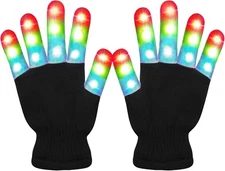 Led Light Up Rave Toys Glow Finger Gloves for Kids Teens Adults Easter Black 