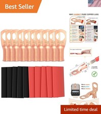 10pcs 6 Gauge Copper Ring Terminals  Heat Shrink Tubes for Reliable Connections