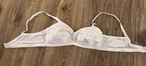 Reggiseno incrociato vintage senza marchio 40C bianco senza fili leggermente foderato 7410 Haiti - Foto 3 di 6