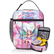 Fairy Insulated Lunch Bag for Girls Ages 6-8 Large Thermal School Lunch Box