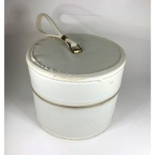 Mod Vintage Wig Box Carrier Zip Up Hat Box Wig Mid Century Gogo Storage Round