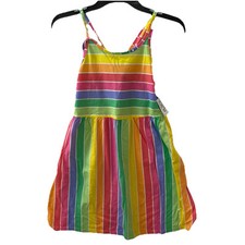 The Children's Place Girls Sundress 10/12 Striped Strappy Colorful Cotton/Poly