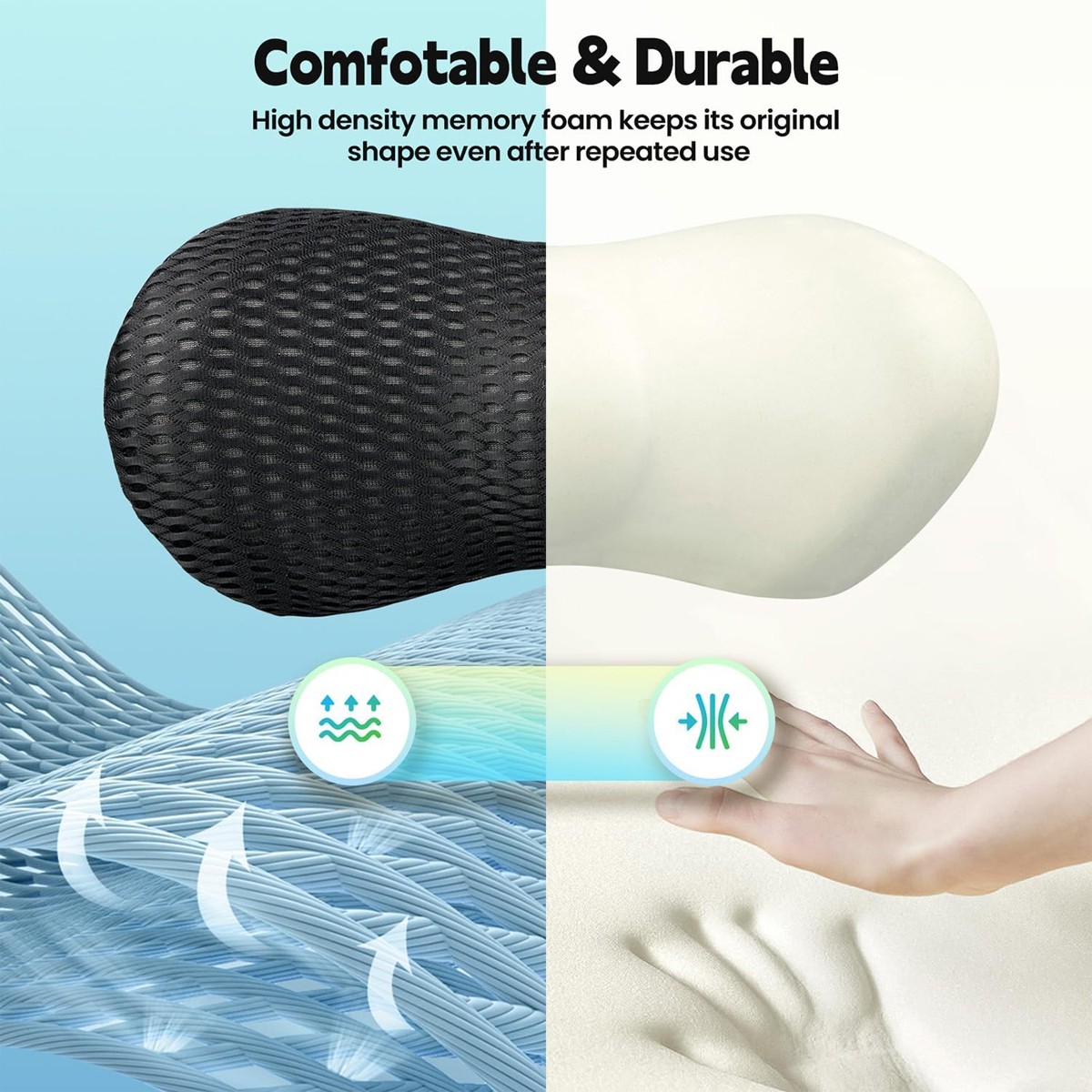 Cuscino Lombare Supporto Lombare Memory Foam Ergonomico Antiscivolo Regolabile Auto - Miniatura 9