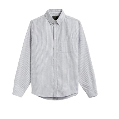 Portuguese Flannel Shirt Oxford Stripe Blue Button Down Casual Smart Workwear L
