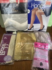 Pantyhose/ Knee Highs Vintage Lot Of 6 Assorted Styles Assorted Sizes  Colors
