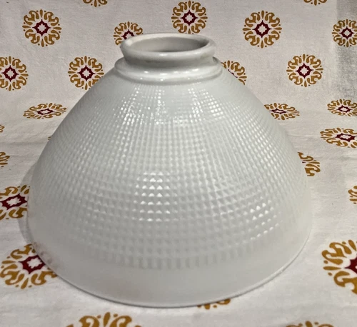Vintage Corning 824160 White Milk Glass 10” Waffle Torchiere Lamp Light Shade