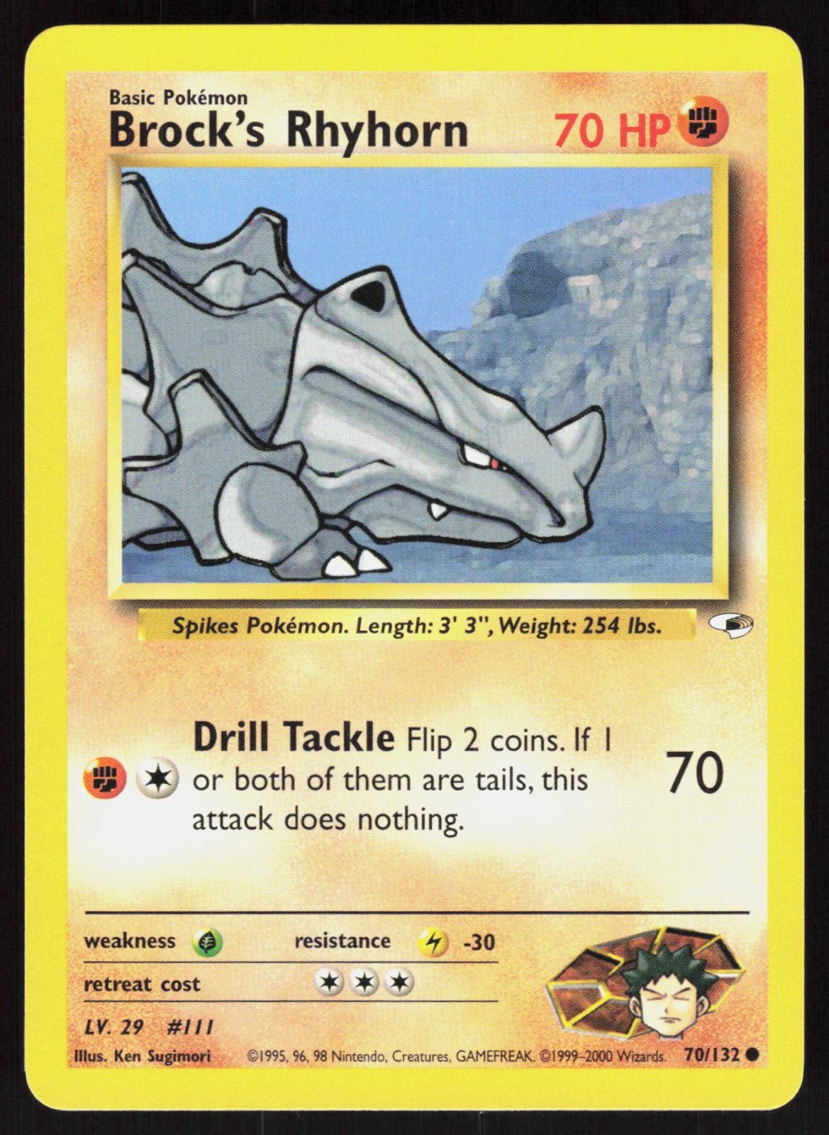 Brock's Rhyhorn 70/132 Common Gym Heroes Pokemon Unlimited 2-2-15